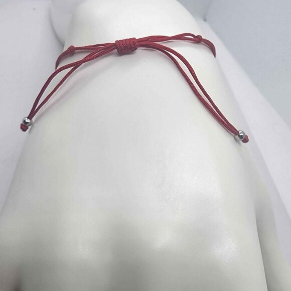 Sterling SIlver 925 Happy Smile Design with red String Bracelet - Picture 3 of 3